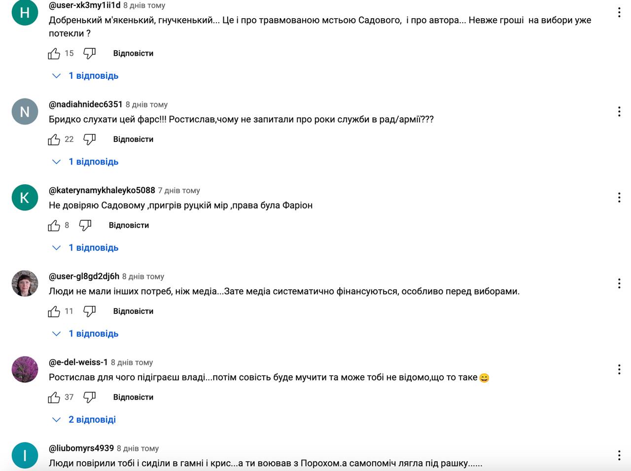 негативные комментарии львовян об андрее садовом